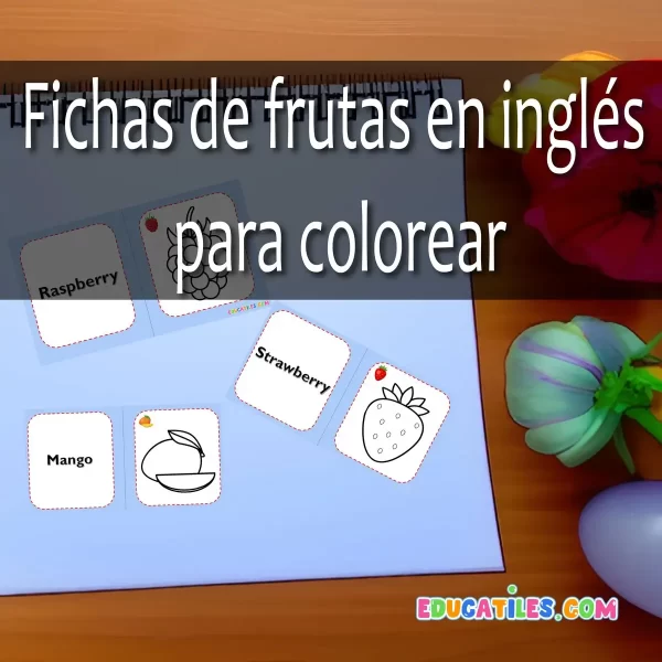 Fichas de frutas en inglés para colorear