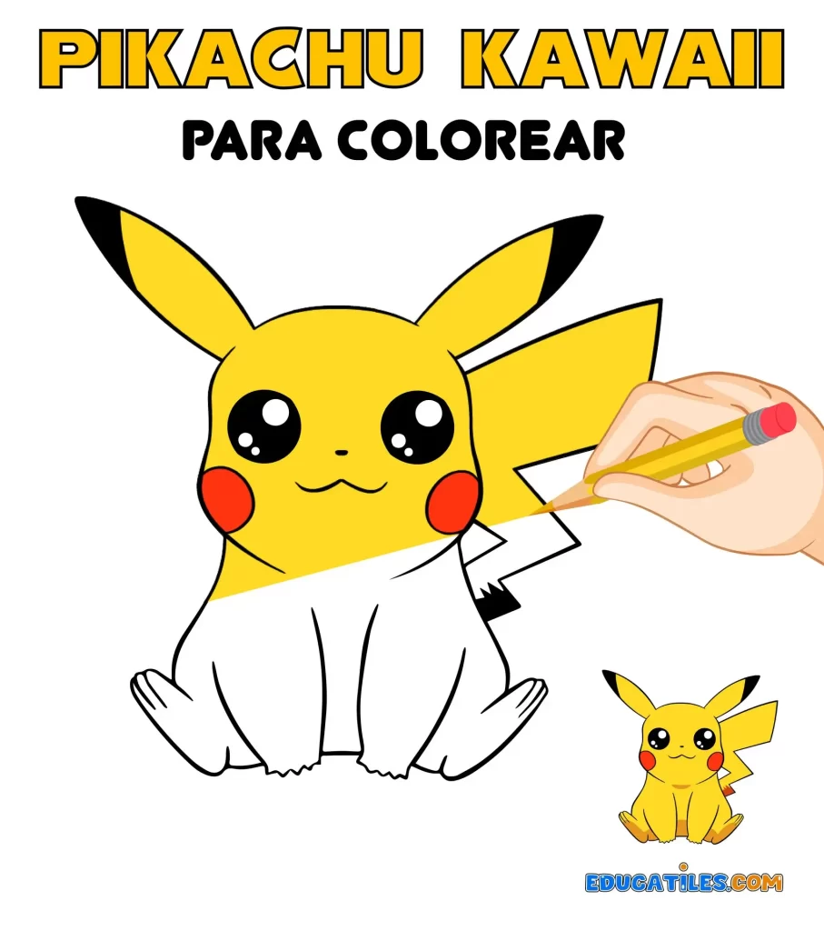 pikachu kawaii para colorear