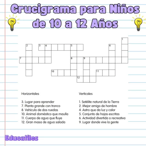 Crucigrama para Niños de 10 a 12 Años